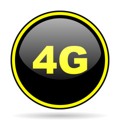 4g black and yellow glossy internet icon