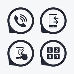 Phone icons. Call center support symbol.