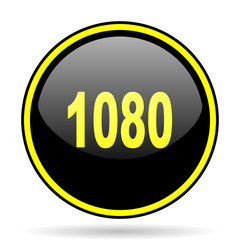 1080 black and yellow glossy internet icon