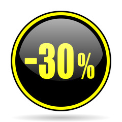30 percent sale retail black and yellow glossy internet icon