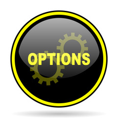 options black and yellow glossy internet icon