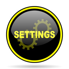 settings black and yellow glossy internet icon