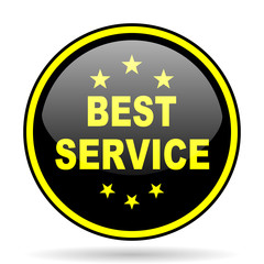 best service black and yellow glossy internet icon