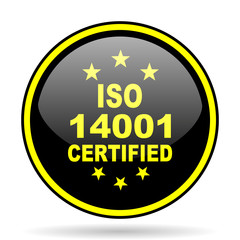 iso 14001 black and yellow glossy internet icon