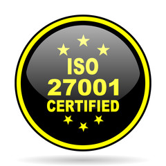 iso 27001 black and yellow glossy internet icon