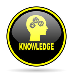 knowledge black and yellow glossy internet icon