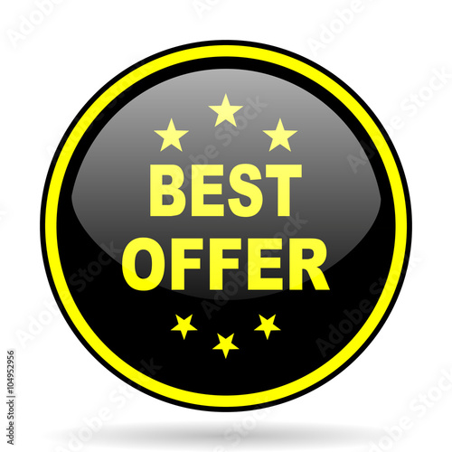 "best offer black and yellow glossy internet icon" Stock photo and