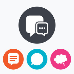 Chat icons. Comic speech bubble signs. Think.