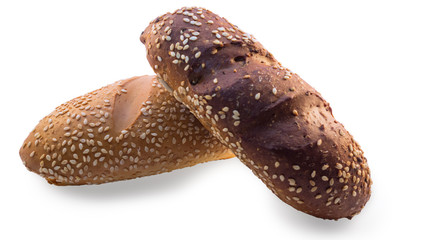 Buns with sesame. Isolated on white background