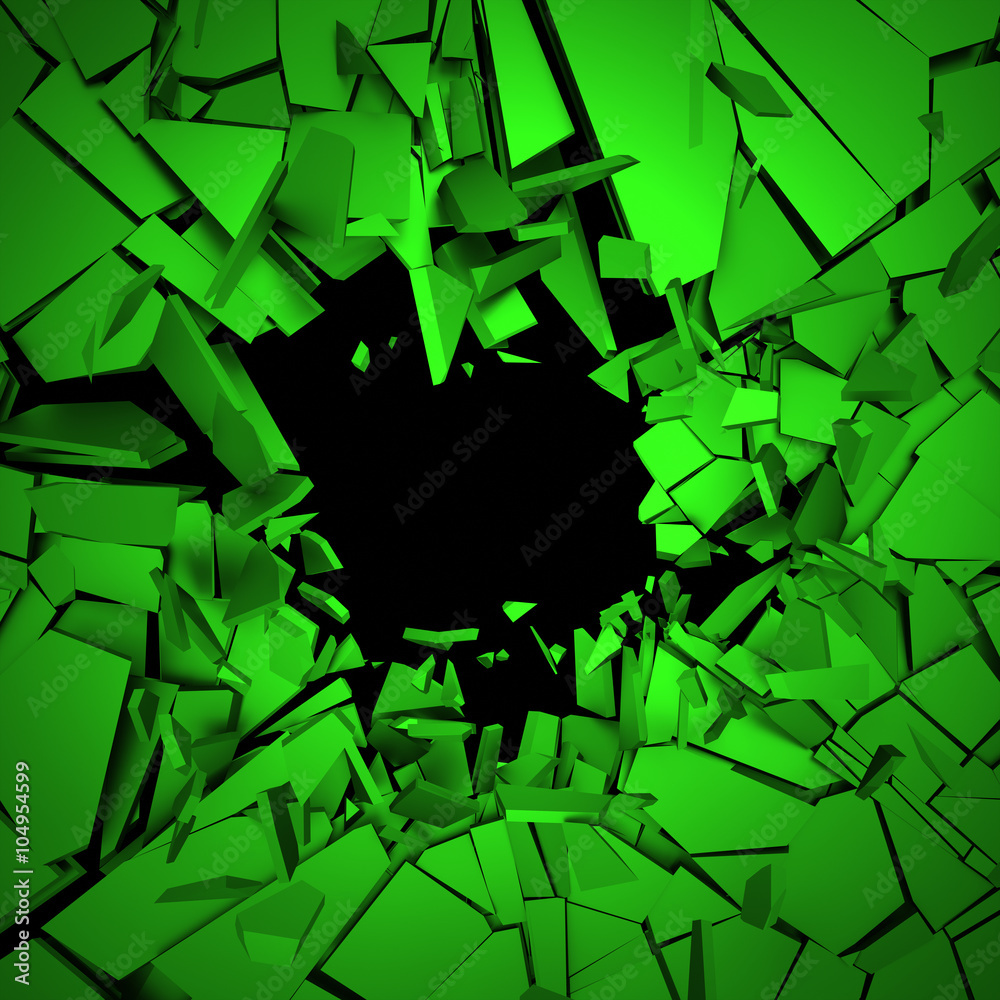 Poster abstract 3d rendering of cracked surface. background with broken shape. wall destruction. explosion 
