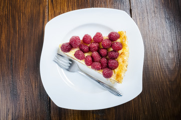 cake with raspberries