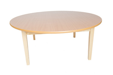 Wooden table on white background