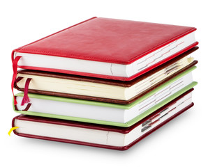 Stack of colorful diary with bookmarks