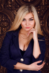 Fototapeta premium beautiful girl looks strictly
