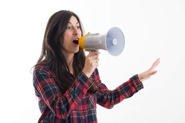young woman with megaphone