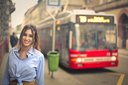 At the bus stop