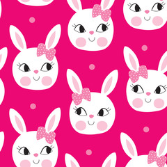seamless cute bunny pattern vector illustration