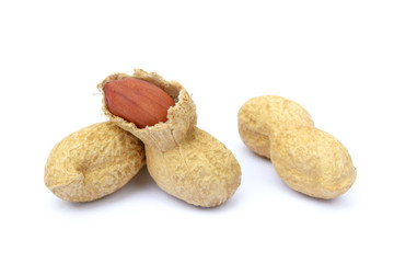 Peanuts in shell isolated on white background