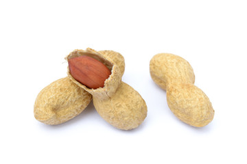 Peanuts in shell isolated on white background
