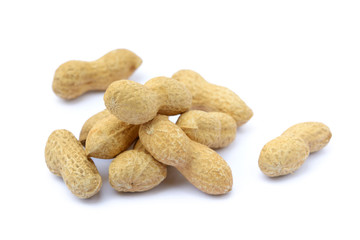 Peanuts in shell isolated on white background