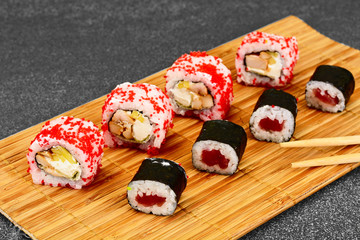 Sushi Florida and California Isolated on White Background.