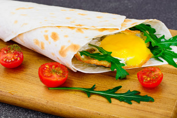 Pita Bread with Arugula and Fried Egg