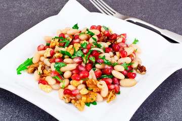 White Beans with Pomegranates, Walnuts, Olive Oil, Lemon Juice