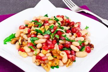 White Beans with Pomegranates, Walnuts, Olive Oil, Lemon Juice