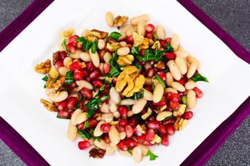 White Beans with Pomegranates, Walnuts, Olive Oil, Lemon Juice