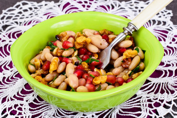 White Beans with Pomegranates, Walnuts, Olive Oil, Lemon Juice