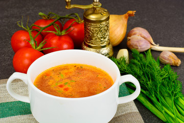 Sicilian Tomato Soup. National Italian Cuisine