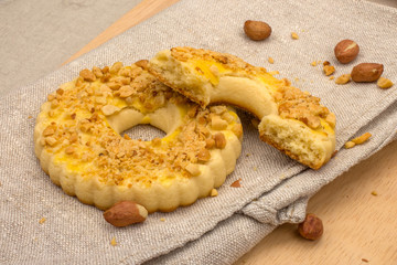 Homemade cakes with crushed nuts