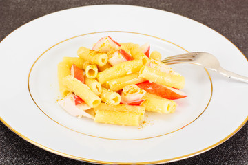 Pasta with Crab Sticks and Cheese