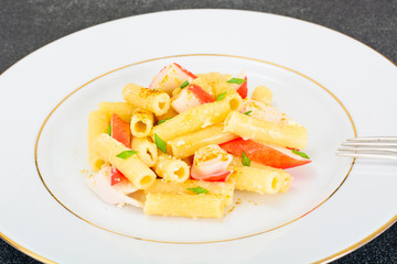Pasta with Crab Sticks and Cheese