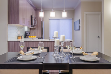 Modern dining room in luxury house.