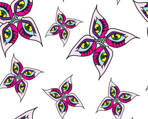 abstract butterfly monsters seamless vector pattern