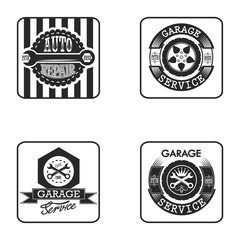 Car service retro vintage icons.