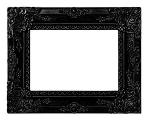 The antique black frame on the white background