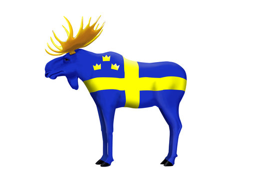 svensk &Auml;lg m&aring;lad med Svenska flaggan