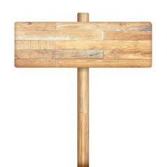 Wooden sign isolated on white