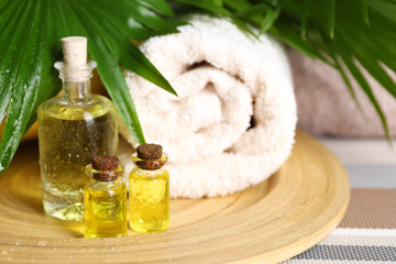 Obraz na płótnie Canvas Essential oil for aromatherapy, close up