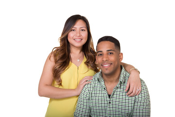 Portrait of an interacial couple on white