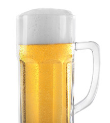 Glass of light beer, isolated on white
