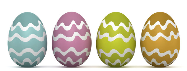 3d illustration. Easter eggs on a white background.