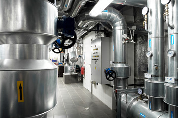 Thermal power plant piping at modern factory