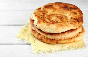 Flat bread on napkin
