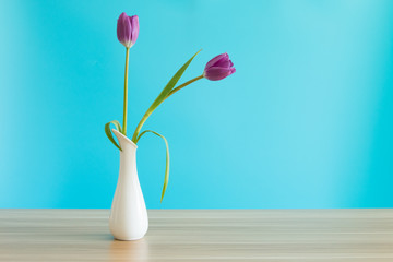 Purple tulips in a vase