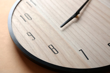 Wooden clock face closeup