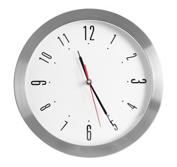 Round wall clock, isolated on white