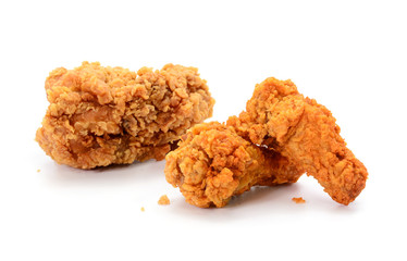Fried chicken on white background